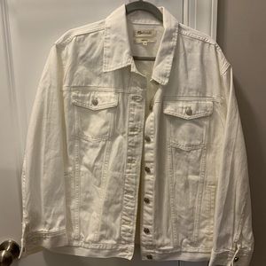 Oversized Madewell white denim jacket